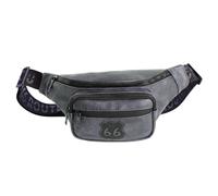 ROUTE 66 Sac Banane pour Homme élégant en Cuir synthétique avec 2 Poches Avant, 3 Compartiments zippées et Poche intérieure zippée, Gris, 28 cm x 13 cm x 7 cm, Sac Banane avec 3 Compartiments, 2