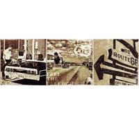 Route 66 - Slim-Poster - Along the Road + 2 St Posterleisten Holz 92 cm schwarz