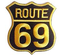 Route 69 Route 66 7,3 x 6,5 cm Ecusson Brode Patch thermocollant pour Vetements Jeans Patch ecussons thermocollants