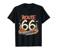 Route rétro Classique 66 Scène du désert avec Voiture Classique Rouge T-Shirt
