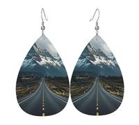 Route Sombre Vers Les Montagnes Pendantes Double Face Boucle D'Oreille Légères Pendantes En Cuir Pour Quotidien Décorations