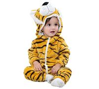Routefuture Bébé Combinaison Unisexe Barboteuse À Capuche Animal Mignon Flanelle Hiver Bébé Garçon et Fille Grenouillères Combinaison Pyjama en Polaire Animal Déguisement 0-24 Mois,Jaune-2,12-18 mois