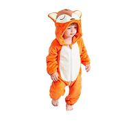 Routefuture Bébé Combinaison Unisexe Barboteuse À Capuche Animal Mignon Flanelle Hiver Bébé Garçon et Fille Grenouillères Combinaison Pyjama en Polaire Animal Déguisement 0-24 Mois,Orange-2,0-6 mois