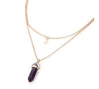 Routefuture Collier boucle d'oreille Femmes Pas Cher - Collier Pendentif à Pierre Naturelle Mode Chic - Bijou Bohème pour Femme et Fille -Cadeau d'anniversaire Mariage Cadeau Saint Valentin,Violet