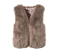 Routefuture Gilet Court Femme Fausse Fourrure Manteau sans Manches Cardigan Imitation Fourrure Hiver Gilet Femme Hiver Veste sans Manche Coat Court Pas Cher (Kaki,L)