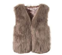 Routefuture Gilet Fausse Fourrure Femme Gilet sans Manche Ample Veste De Fausse Vison Fox Fausse Manteau Court Printemps Automne (marron,L)