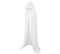Routefuture Halloween Cape à Capuche Cape Longue Costume Cosplay Sorcière Diable Robe Médiévale Manteau Homme Femme Unisexe Déguisement pour Adultes (Blanc,L)
