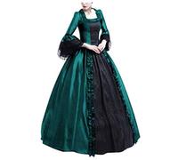 Routefuture Médiéval Déguisement Adulte Maxi Robe Grande Taille Femmes Robe à Capuche Manches évasées Cosplay Costume pour Halloween Toussaint Carnaval Drame Fête S-5XL a8