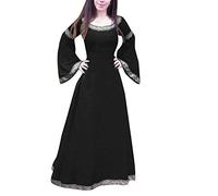 Routefuture Médiéval Déguisement Adulte Maxi Robe Grande Taille Femmes Robe à Capuche Manches évasées Cosplay Costume pour Halloween Toussaint Carnaval Drame Fête S-5XL a1