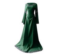 Routefuture Médiéval Déguisement Adulte Maxi Robe Grande Taille Manches évasées Gothique RéTro Dentelle Robes De Bal Halloween Cosplay Costume Carnaval Drame Fête Princess Dress a1