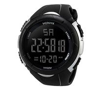 Routefuture Montre Sport Digitale Homme avec Grand Cadran Analogique et LED Numérique, Chronographe, Bracelet en Résine, Cadeau, Blanc-1
