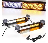 ROUTEKING 2 lampes clignotantes d'urgence 24 LED de 34.8 cm - Lumière d'avertissement stroboscopique 2 en 1 pour voiture, 9 modes clignotants, ventouses réglables améliorées, barre lumineuse de