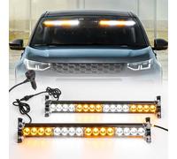 ROUTEKING 2x42.6cm Gyrophare LED Stroboscopique - 12V/24V 2 en 1 Barre LED Lumineuse, 23 Modes de Flash, 32 LED D'avertissement de Danger d'urgence pour Les Camions de Véhicules (Orange/Blanc)