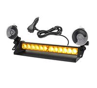 ROUTEKING 35,6cm Gyrophare Orange LED Stroboscopique - 12V-24V Lumière d'avertissement d'urgence, 12LED 9 modes Led clignotants pour Véhicule Tracteur Car Bus (Ambre)