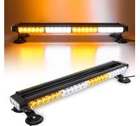 ROUTEKING 67cm 54 LED Barre Lumineuse stroboscopique Double Face Clignotant Haute intensité Avertissement Automobile Clignotant d'urgence Barre LED avec Base magnétique (Ambre/Blanc/Ambre/Blanc)