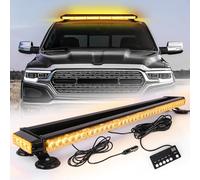 ROUTEKING 95cm 80LED Barre Lumineuse Clignotante Stroboscopique - 12V/24V Gyrophare Magnetique LED pour Véhicule Voiture, Rampe de Gyrophare avec Base magnétique (Ambre)