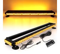 ROUTEKING 95cm 80LED Gyrophare Magnetique LED - 12V/24V Barre Lumineuse Clignotante Stroboscopique pour Véhicule Voiture, Rampe de Gyrophare avec Base magnétique (Ambre)