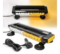 ROUTEKING Barre Lumineuse Clignotante Stroboscopique à LED - Rampe Gyrophare LED de Sécurité avec 30 LED Intensité pour Avertissement d'Urgence (Ambre/blanc)