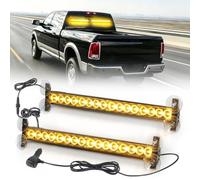 ROUTEKING Gyrophare LED Orange Pare-Brise Ventouse 2x16 LED 12V, 23 Modes | IP65 étanche, boîtier aluminium, 2x42,6 cm, résistant pluie, neige et brouillard pour véhicules sécurité et dépanneuses