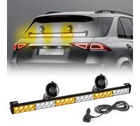 ROUTEKING Lumières stroboscopiques LED d'urgence de 27 pouces, 24 LED, feux clignotants d'avertissement pour camions, guide de circulation, barre lumineuse de sécurité pour pare-brise (ambre/blanc)