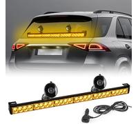 ROUTEKING Lumières stroboscopiques LED d'urgence de 27 pouces, 24 LED, feux clignotants d'avertissement pour camions, barre lumineuse de sécurité pour pare-brise pour intérieur de véhicule (ambre)