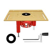 Router Lift Platform | Manual Lifting System Kit for Router Table Saw | 47mm Height Adjustment | Aluminum Alloy & Stainless Steel Base Plate | Fits 63.8-65mm Router Machines (Gold)