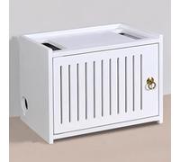 Router Storage Box, Rangement Étagère Internet, Support de Stockage WiFi en Bois, pour la Décoration de la Maison, pour Gestion des câbles pour Salon, Chambre, Bureau(White)