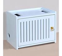 Router Storage Box, Rangement Étagère Internet, Support de Stockage WiFi en Bois, pour la Décoration de la Maison, pour Gestion des câbles pour Salon, Chambre, Bureau(Blue)