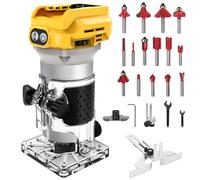 Routeur sans Fil Compatible avec Batterie DEWALT 20V 800W, Défonceuse Portable sans Balais pour Travail du Bois, Travail du Bois sans Fil Trimmer avec 15 Fraises 1/4" (sans batterie)