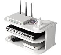 Routeur WiFi Boîte de Rangement Étagères Flottantes TV Set-Top Rack Mural Multicouche Gestion de Câbles Étagère de Rangement, Blanc