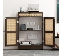 Routeur WiFi Sto Box Ma avec étagères réglables et multiprise cachée, design autonome pour la maison et le bureau, marron, 35 x 25 x 91 cm