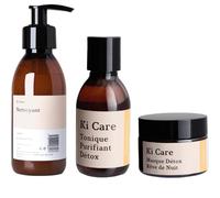 Routine Détox Nuit : Gel Nettoyant Visage Antioxydant, Lotion Tonique Visage à la Niacinamide, à l'Allantoïne et au Reishi, Masque de Nuit Purifiant aux Extraits de Reishi, de Thé Vert et d'Ananas - K