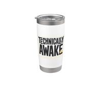 Routine matinale de caféine avec citations endormies techniquement éveillées Gobelet isotherme en acier inoxydable double paroi