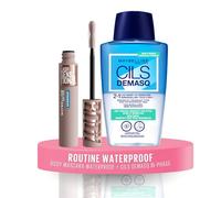 Routine Maybelline New York - Mascara Volume Sensationnel - Body - Teinte : Very Black waterproof - 9,75 ml + Maybelline New York Cils Demasq Démaquillant Bi-Phase Yeux, 150 ml