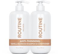 Routine Wellness Lot de 2 shampoings et après-shampoing anti-effilés pour cheveux clairsemés - Bloqueur de DHT à la biotine pour homme et femme - Shampooing sans danger pour la perte de cheveux et une