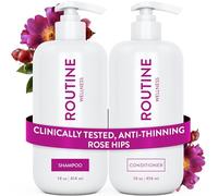 Routine Wellness Lot de 2 shampoings et après-shampoing anti-effilés pour cheveux clairsemés - Bloqueur de la biotine DHT pour homme et femme - Shampooing sans danger pour la perte de cheveux et une