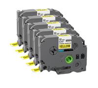 Rouvre adhésif fort de 12 mm compatible avec TZE S231 S131 S631 SM931 Compatible avec les fabricants d'étiquettes PTH110 5/10 pack(5PK Black on Yellow)