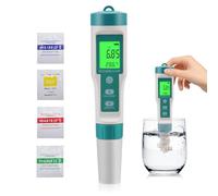 Rouwthio Testeur de sel et pH-mètre 8 en 1 pour piscine, salinimètre numérique et testeur de pH pour aquarium et piscine d'eau salée, mesureur de salinité, pH, conductivité électrique (EC),ect