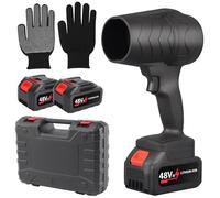 Rouzin Souffleur à feuilles sans fil avec 2 batteries de 3000 mAh, souffleur électrique pratique pour voiture, 18 000 tr/min, mini souffleur sans fil, turbo jet blower pour nettoyer les feuilles, la