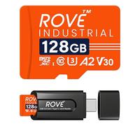 ROVE Carte Micro SD industrielle 128 Go avec lecteur de carte USB 3.0 Type C, haute endurance, vitesse de lecture 100 Mo/s C10, U3, V30, 4K, A2 pour caméra embarquée, smartphones Android, tablettes