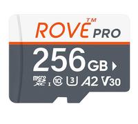 ROVE Pro Carte mémoire micro SDXC 256 Go avec adaptateur 100 Mo/s C10, U3, V30, 4K, A2 pour caméra embarquée, smartphones Android, tablettes, jeux