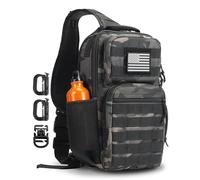 Rover Sac à dos tactique à bandoulière avec porte-bouteille Sac à bandoulière, camouflage noir, 13L, Tactique
