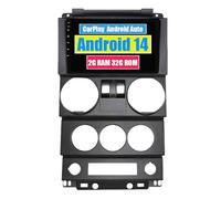 RoverOne Autoradio Stéréo pour Jeep Wrangler Rubicon 2008 2009 2010 avec Lecteur Multimédia Android Auto Navigation GPS Écran Tactile Bluetooth WiFi USB CarPlay