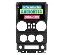 RoverOne Autoradio Stéréo pour Jeep Wrangler Rubicon 2008 2009 2010 avec Lecteur Multimédia Android Auto Navigation GPS Écran Tactile Bluetooth WiFi USB CarPlay