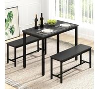 Rovibek Ensemble de 4 bancs de salle à manger de 109,2 cm pour 4 tables de cuisine modernes et peu encombrantes avec pieds réglables, table de petit déjeuner 2 bancs, style rustique industriel en bois