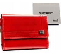 Rovicky | Porte-monnaie en cuir pour femmes, avec fermeture à ressort, cuir naturel, rouge, 12x9.5 cm