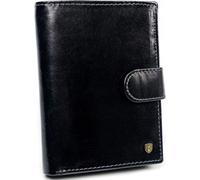 Rovicky | Porte-monnaie en cuir pour homme, avec fermeture à ressort, noir, 9.5x13 cm