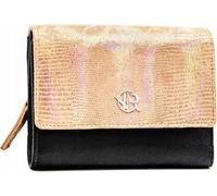 Rovicky | Porte-monnaie pour femme, en cuir naturel, avec fermeture à déclic, noir, or, 14.5x10.5 cm