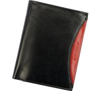 Rovicky | Portefeuille pour homme, richement doté, en cuir naturel grainé RFID, noir, rouge, 9.5x13 cm