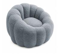 ROVRYN fauteuil pouf fleur 112 x 105 x 74 cm jacquard tricoté gris mousse à mémoire de forme